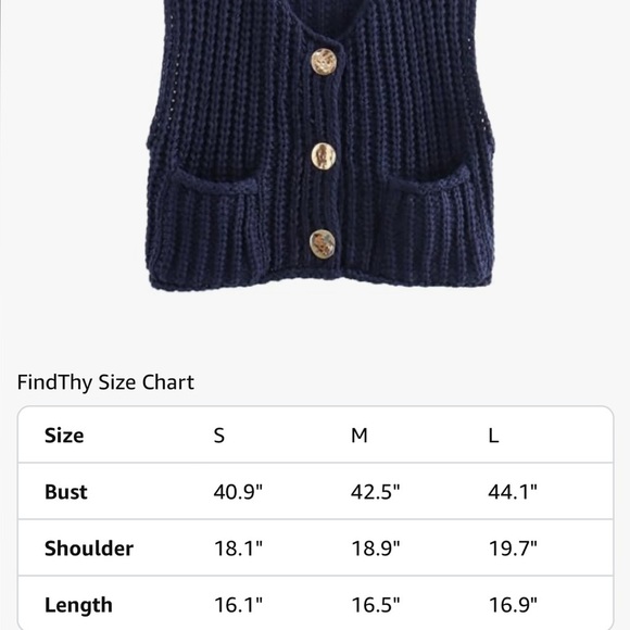 FindThy Cropped Sweater Vest Crewneck Sz L Sleeveless Crop Knit Cardigan - Picture 7 of 7